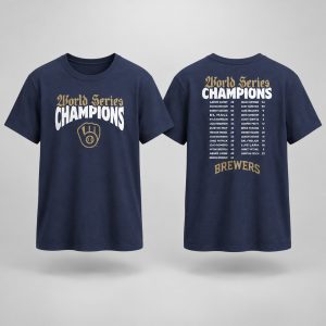 Brewers Championship Shirt, World Series Champions Tee, product photo on a neutral background