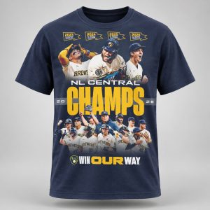 Brewers World Series Shirt, NL Central Champs Tee, product photo on a neutral background